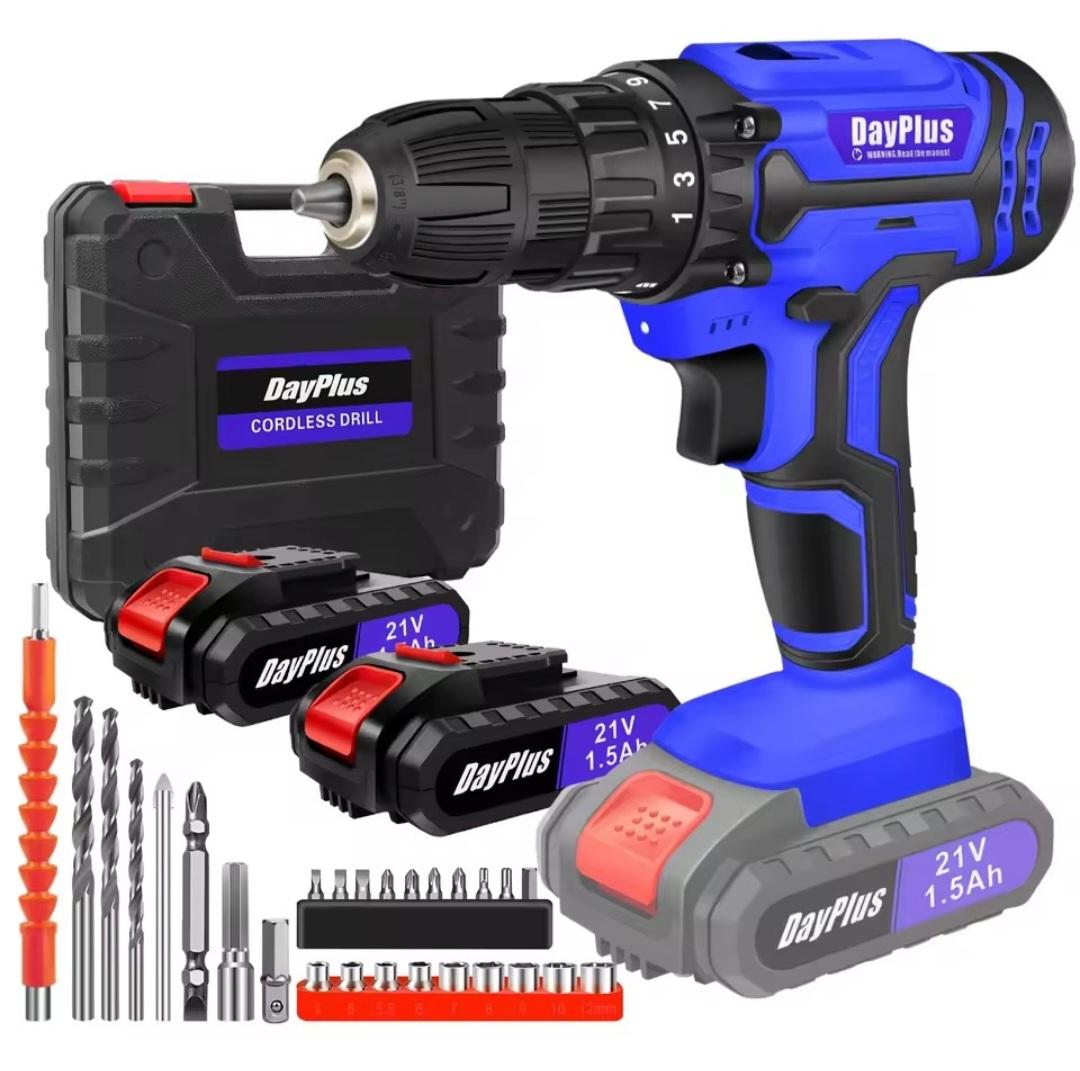 21v cordless drill,electric screwdriver tools kit 25+1 torque setting,29 pcs led