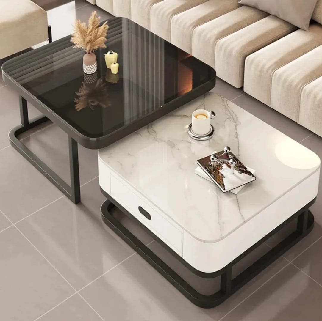 3d square center table with glass top